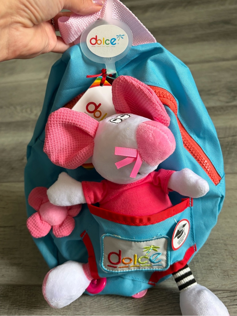 dolce - Kids Plush Mouse Backpack - Pink & Blue